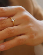 Boris 18K Gold Non-Tarnish Cz Square Thin Ring