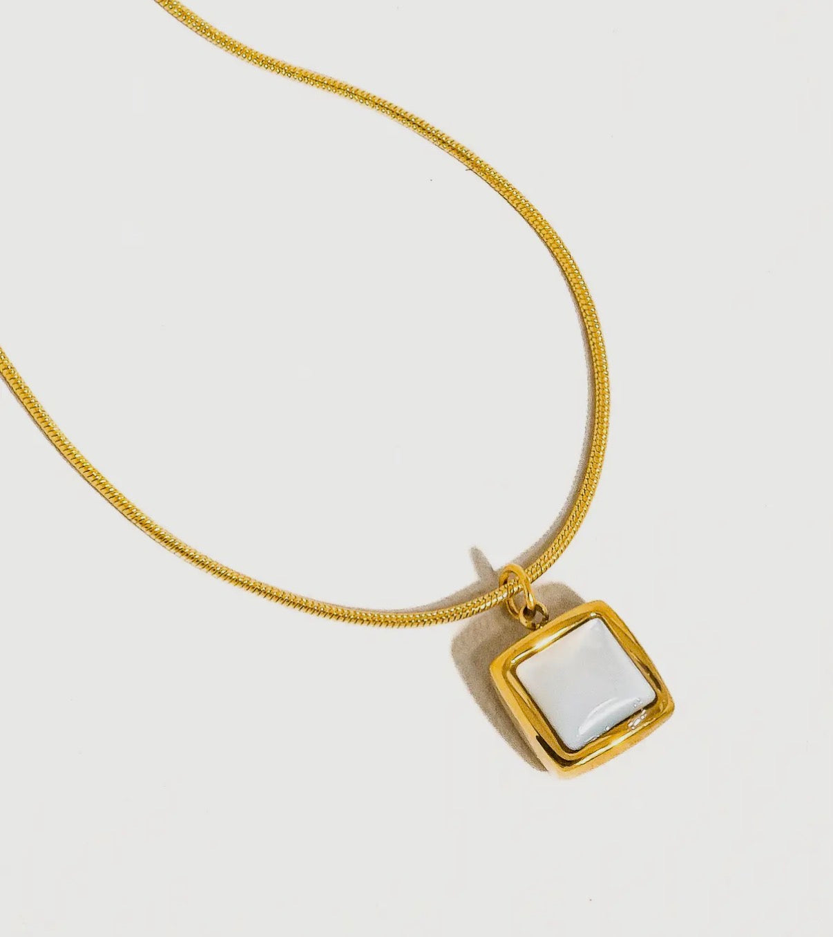 Berenice 18K Gold Non-Tarnish Square Shell Necklace