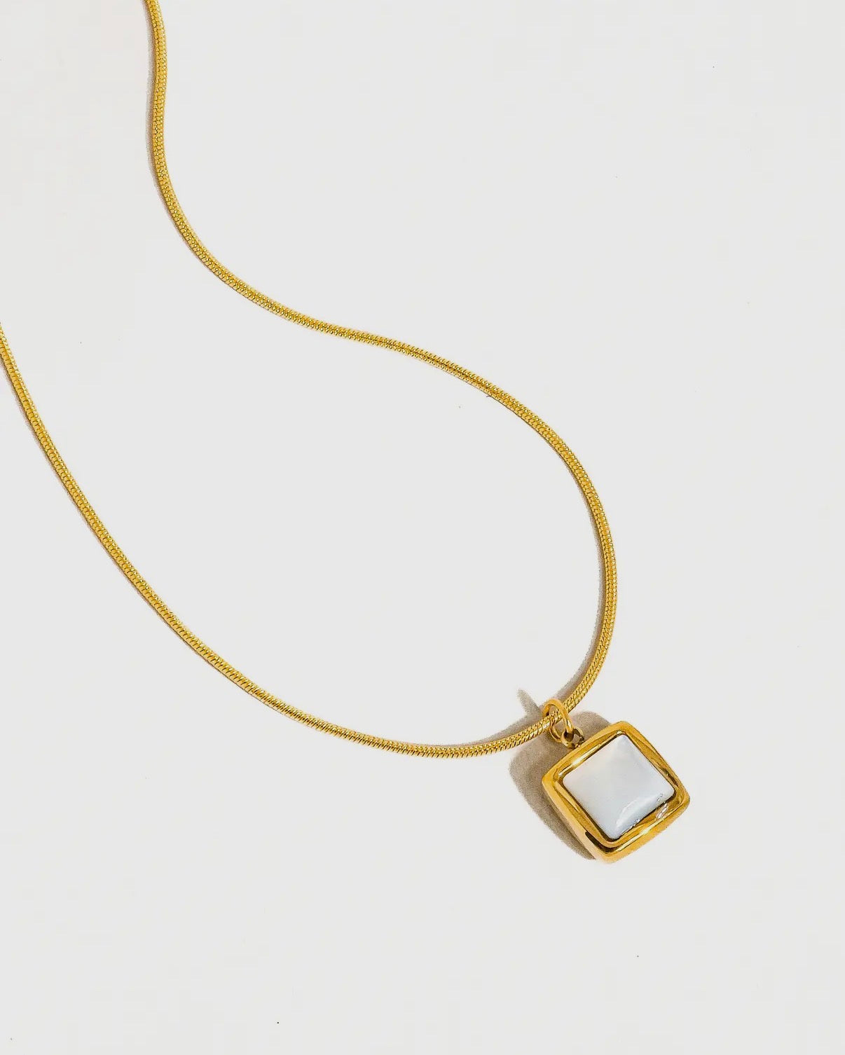 Berenice 18K Gold Non-Tarnish Square Shell Necklace