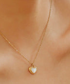 Jennie-White Non-Tarnish Shell Stone Heart Necklace