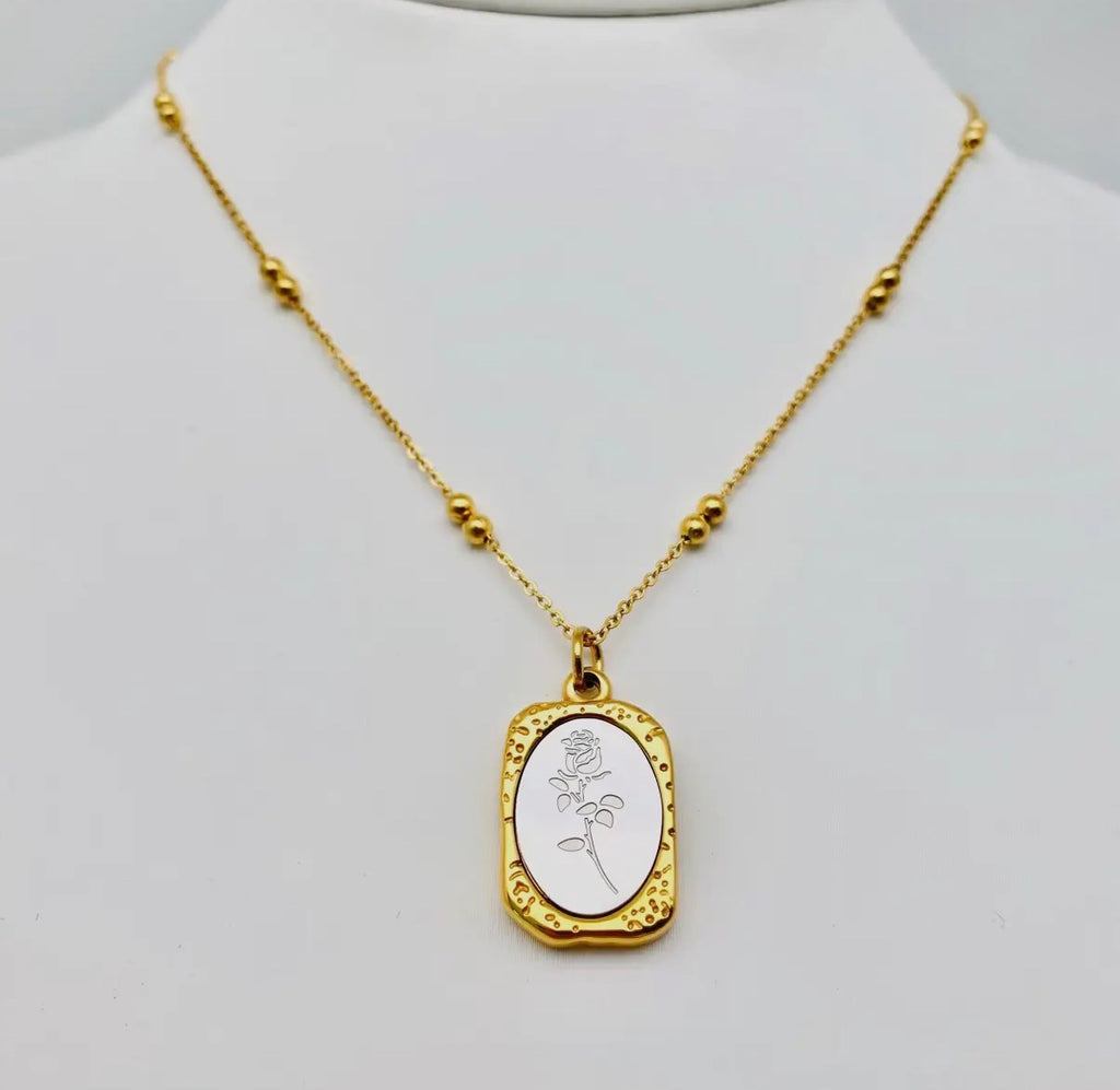 Magic Mirror Rose Stainless Steel Pendant Necklace