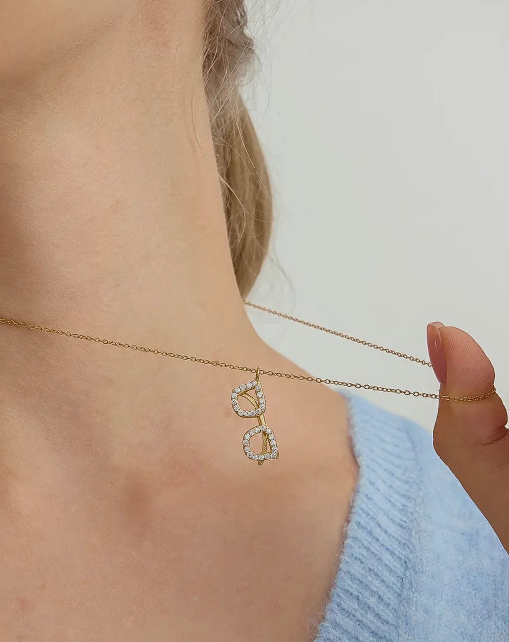 Amélis 18K Gold Non-Tarnish Cz Sunglasses Necklace