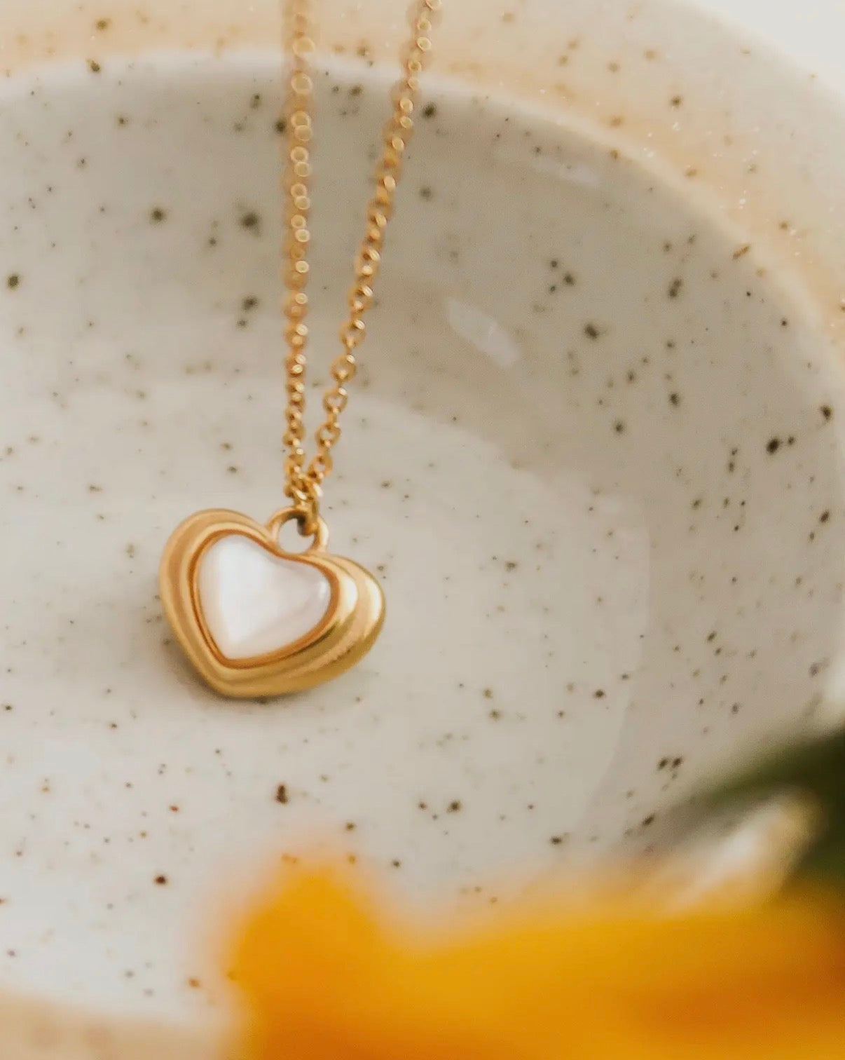 Jennie-White Non-Tarnish Shell Stone Heart Necklace
