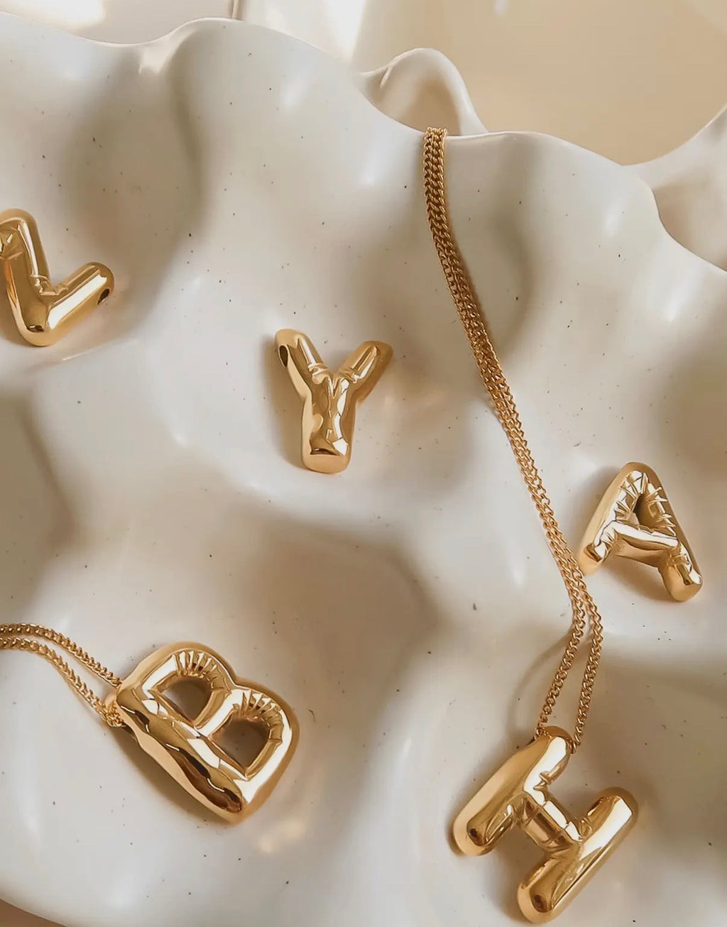 Hayes 18K Gold Non-Tarnish Balloon Alphabet Necklace