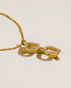Amélis 18K Gold Non-Tarnish Cz Sunglasses Necklace