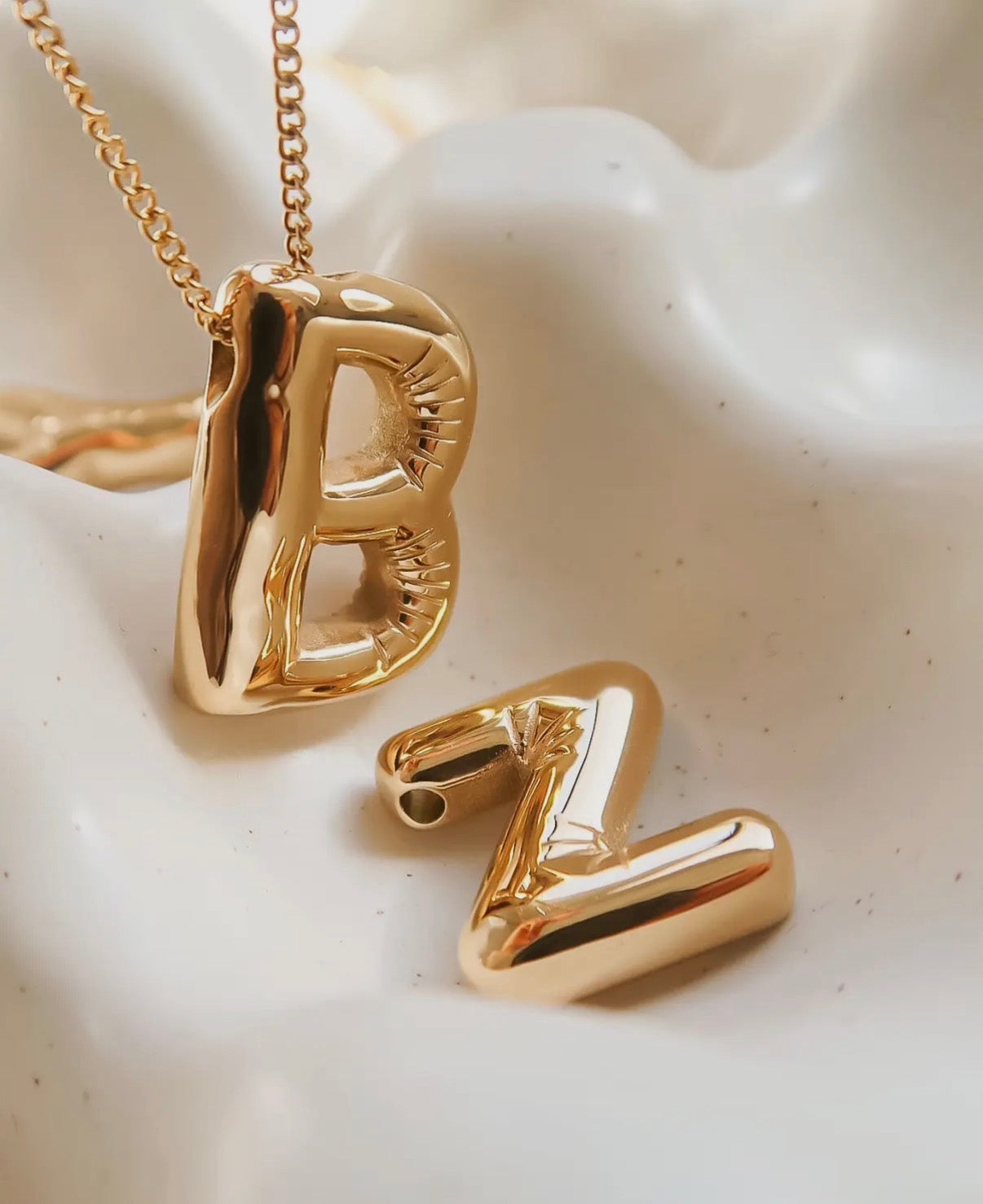 Hayes 18K Gold Non-Tarnish Balloon Alphabet Necklace