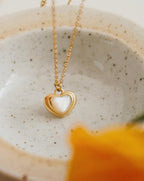 Jennie-White Non-Tarnish Shell Stone Heart Necklace