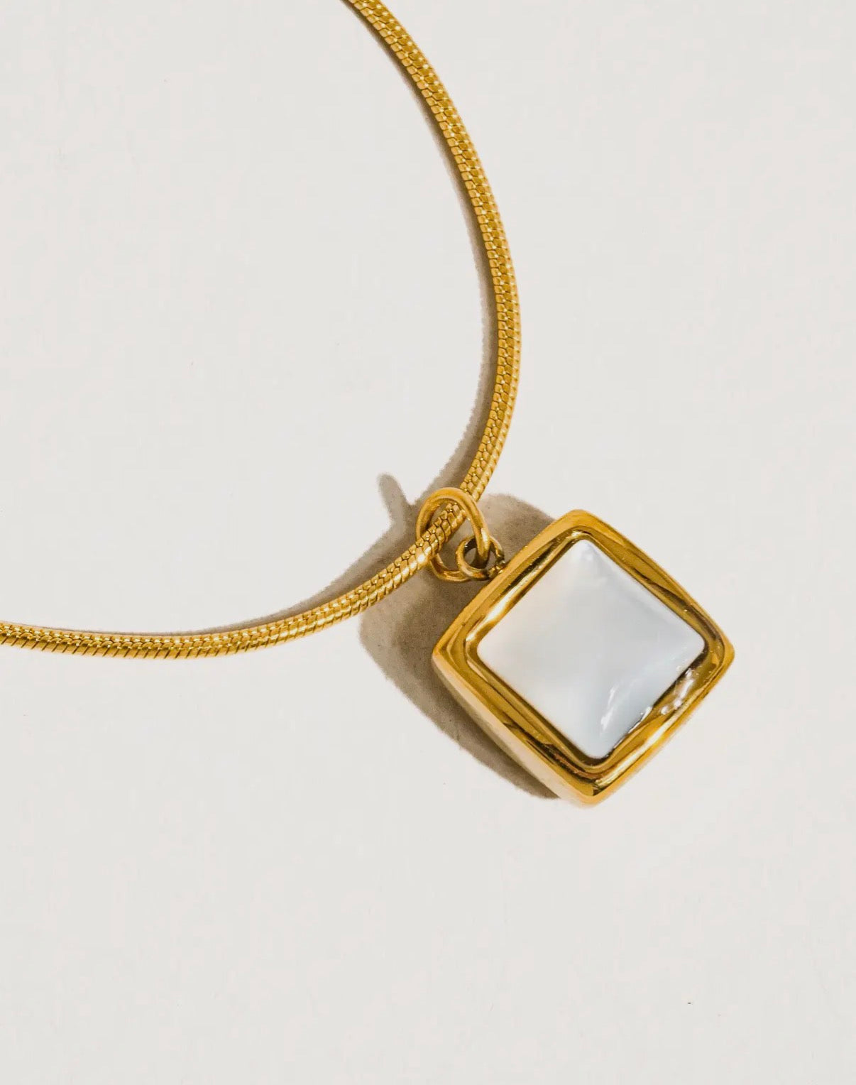 Berenice 18K Gold Non-Tarnish Square Shell Necklace