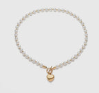 Heart Pendant with Pearl and Gold Chain Necklace