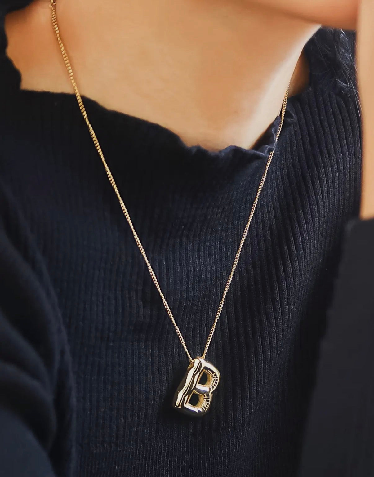 Hayes 18K Gold Non-Tarnish Balloon Alphabet Necklace