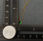 Small Square Green Glass Pendant Gold- Plated Necklace