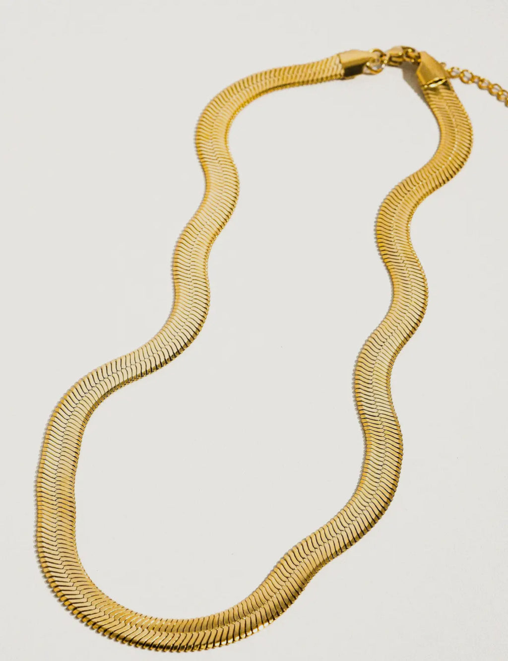 Juliana ( Non-Tarnish) - Flat Bold Snake Chain Necklace