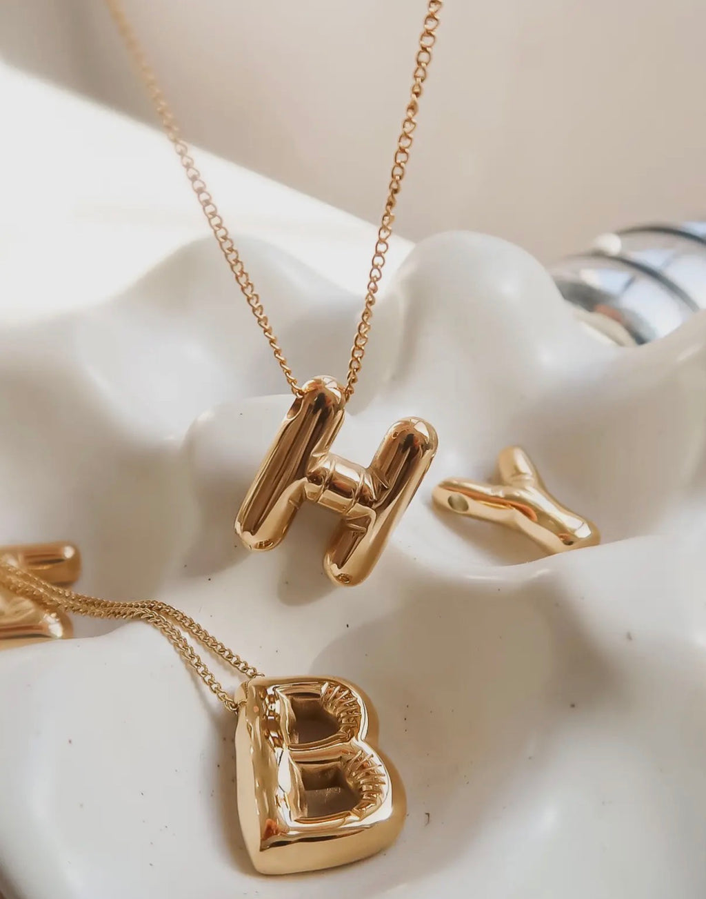 Hayes 18K Gold Non-Tarnish Balloon Alphabet Necklace