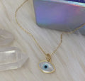 Mother Of Pearl Evil eye -Sterling Silver Necklace