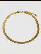 Juliana ( Non-Tarnish) - Flat Bold Snake Chain Necklace