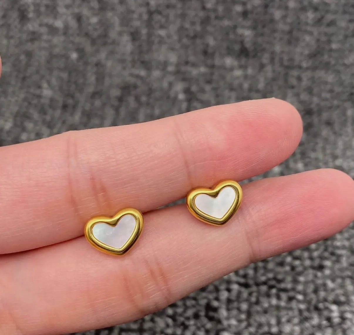 Shell Heart 18K Gold Plated Stainless Steel Ear Studs