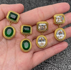 Sparkling Zircon 18K Gold Plated S.Steel Dangle Earrings