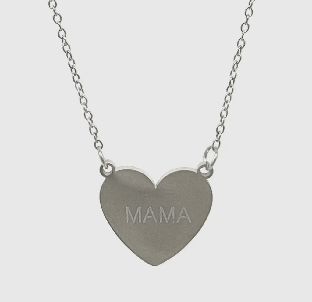 Mama Heart Silver Necklace