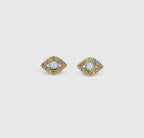 Evil Eye Stud Earrings, Opal & Pastel Pave