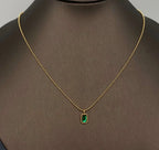 Small Square Green Glass Pendant Gold- Plated Necklace