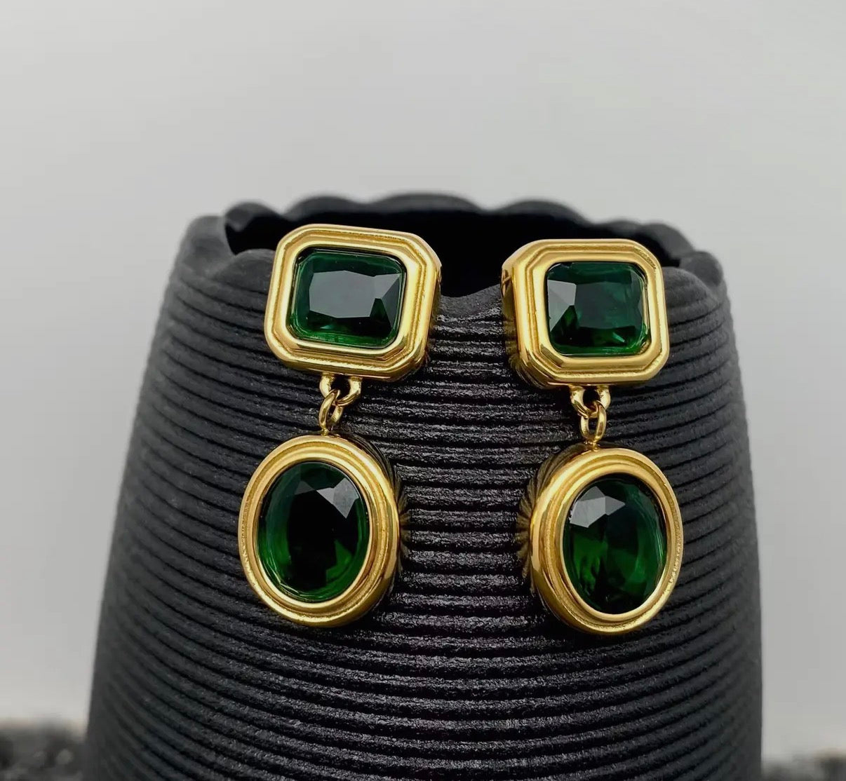 Sparkling Zircon 18K Gold Plated S.Steel Dangle Earrings