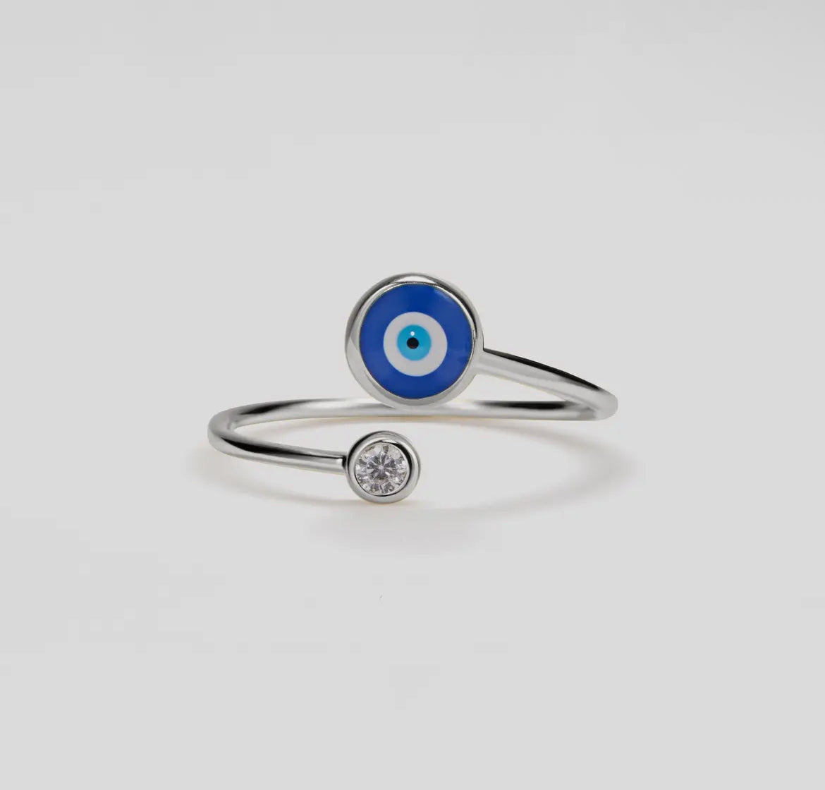 Evil Eye Ring ( Adjustable )Silver