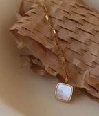 Felicity 18K Gold Non-Tarnish Shell Square Necklace