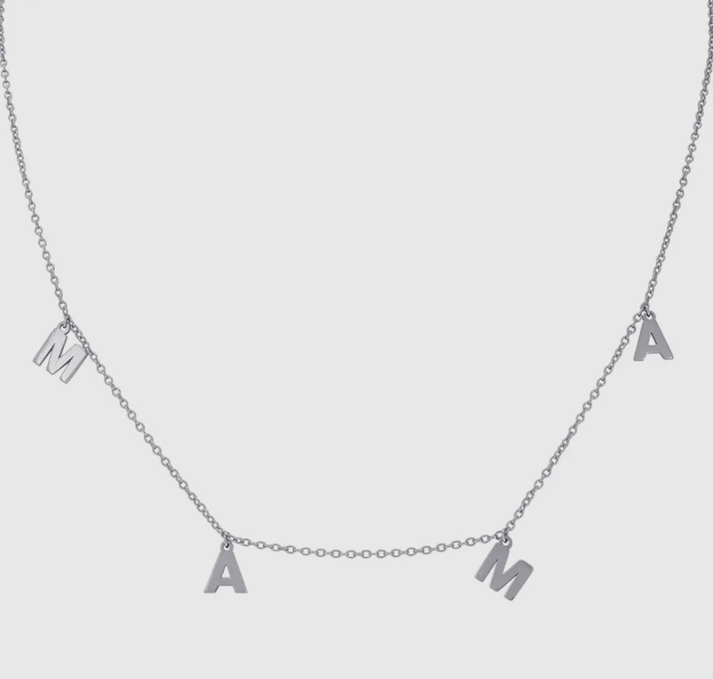 Mama dangling Silver Necklace