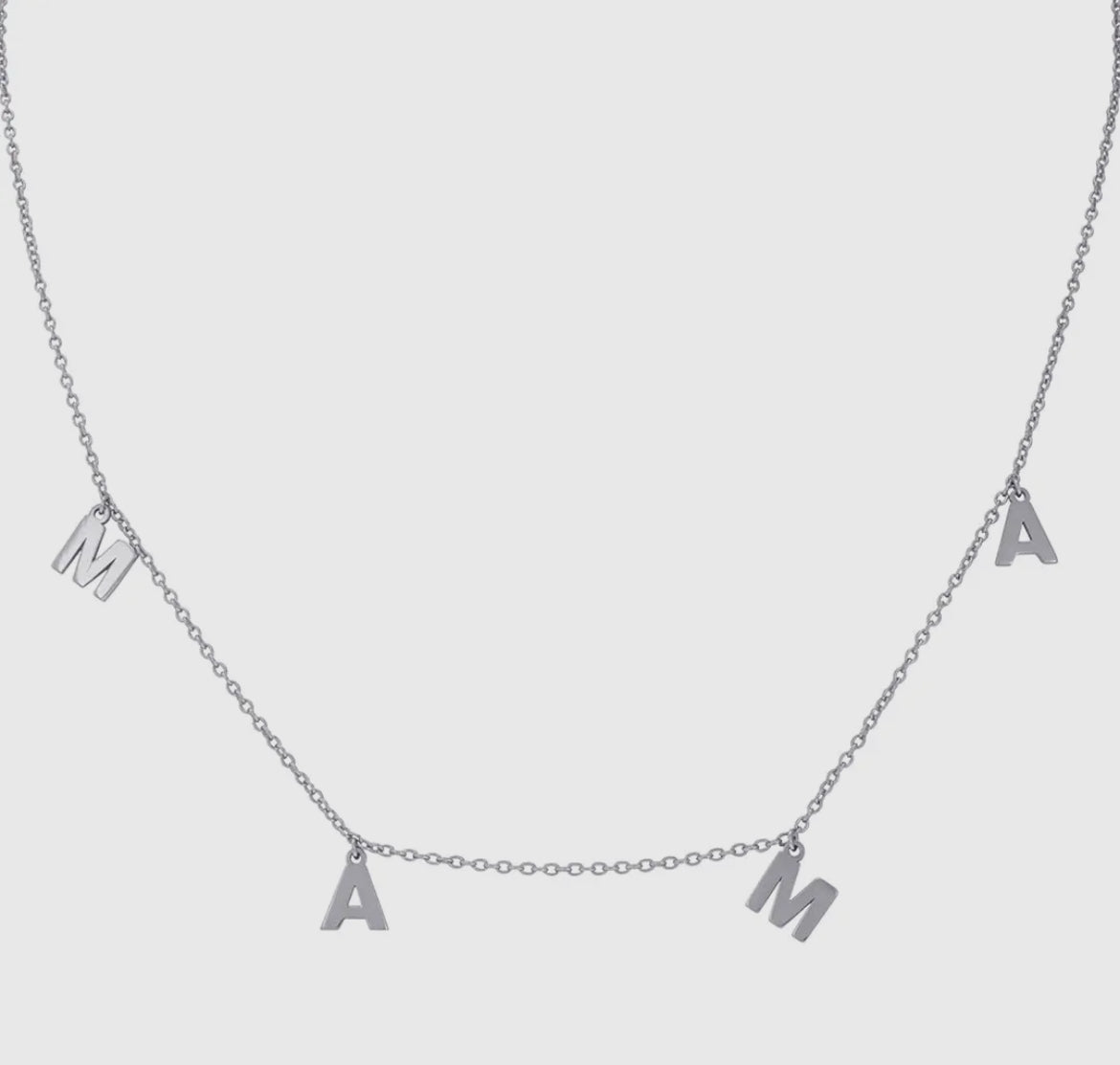 Mama dangling Silver Necklace