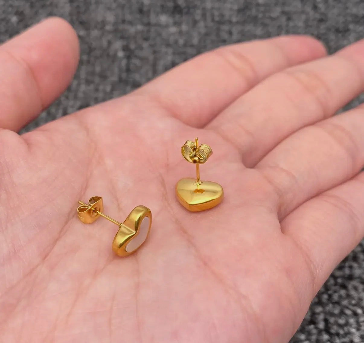 Shell Heart 18K Gold Plated Stainless Steel Ear Studs