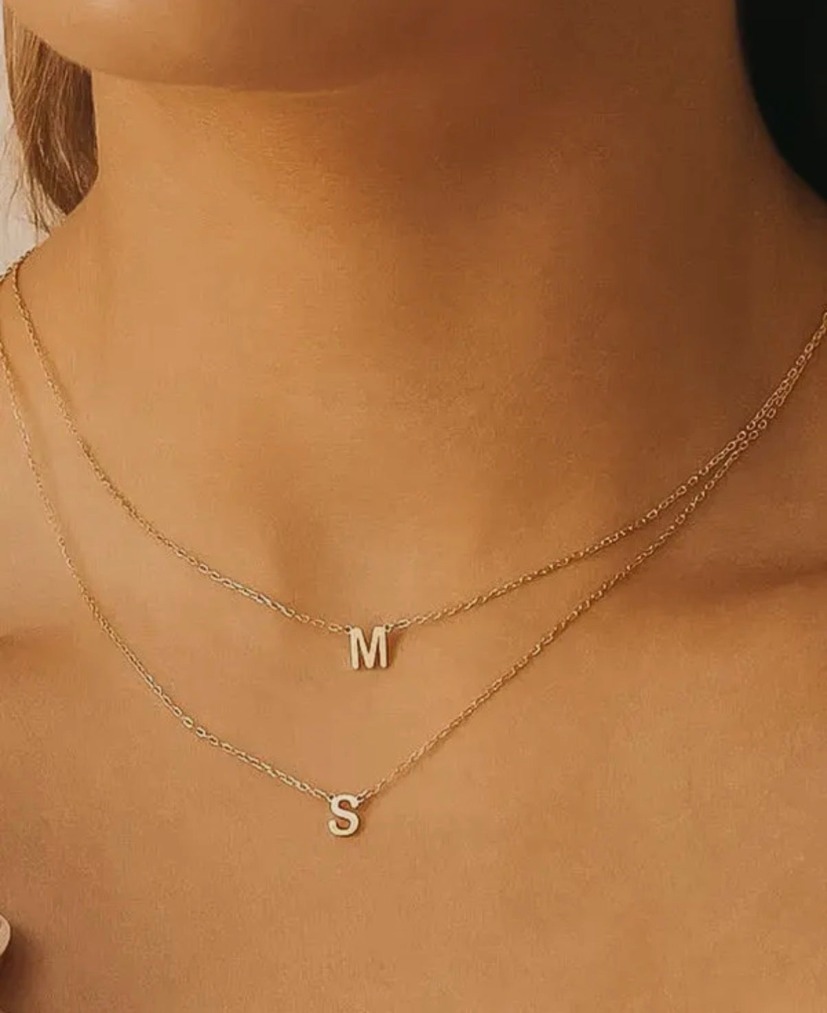 Desir 18K Gold Non-Tarnish Petite Classic Letter Necklace