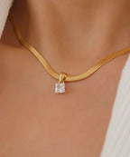 Blanc 18K Gold Non-Tarnish Cz Snake Chain Necklace