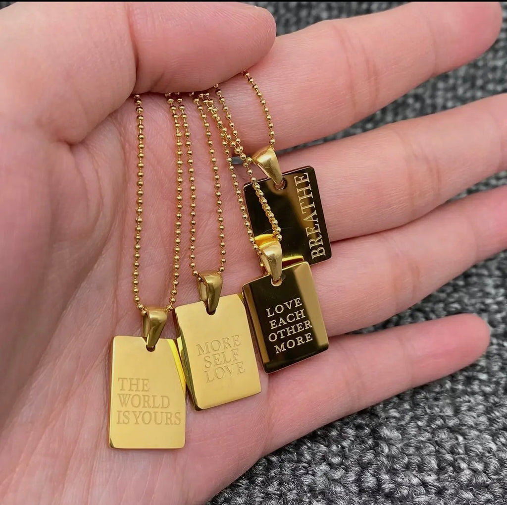 Inspiring Square Charm 18K Gold Plated S.Steel Necklace