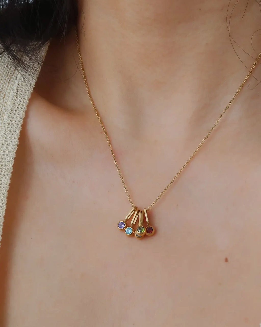 Reyna ( Non-Tarnish) - Five stone Necklace