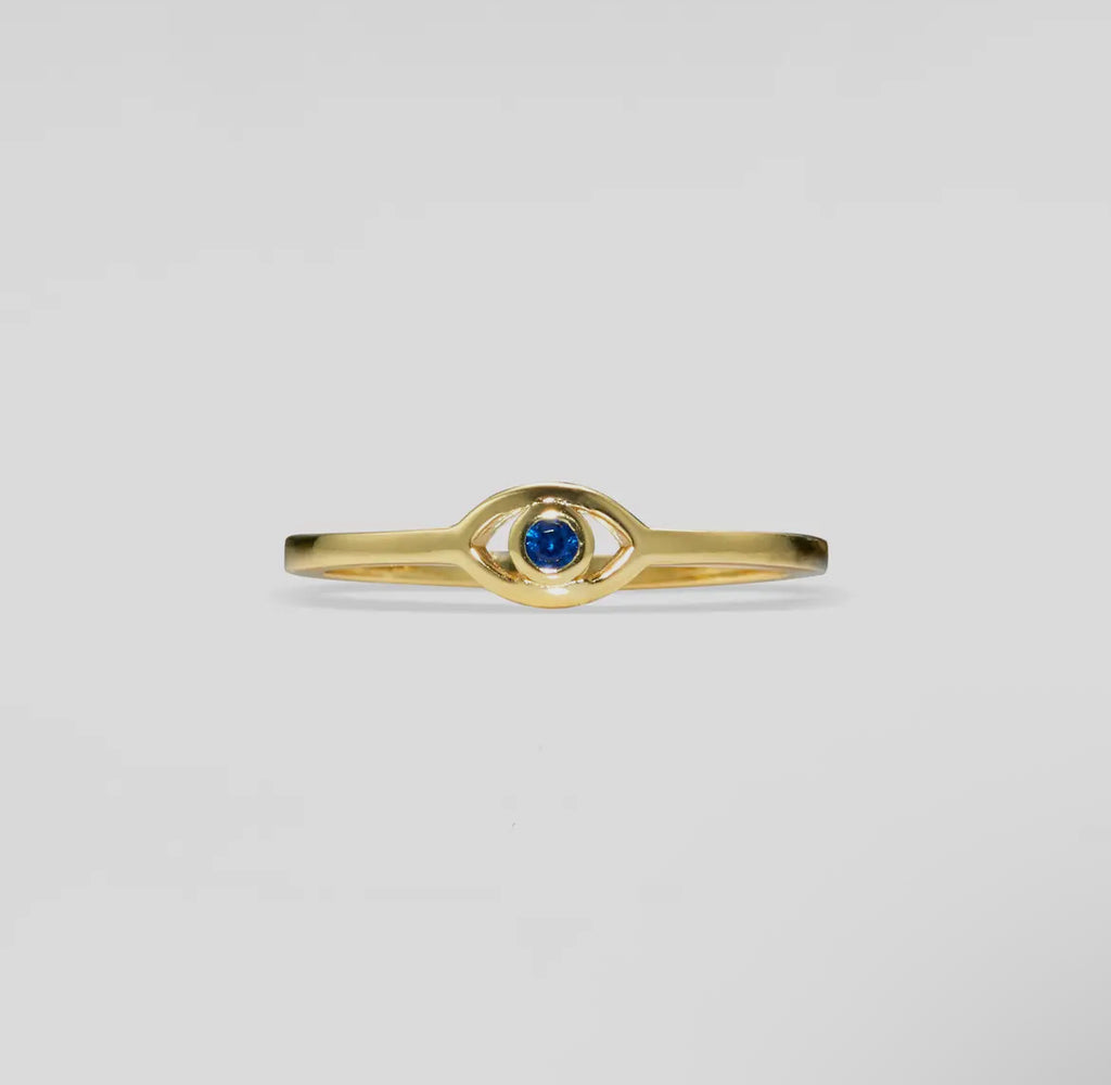 Blue Evil Eye 18K Gold Non Tarnish- Stackable Ring