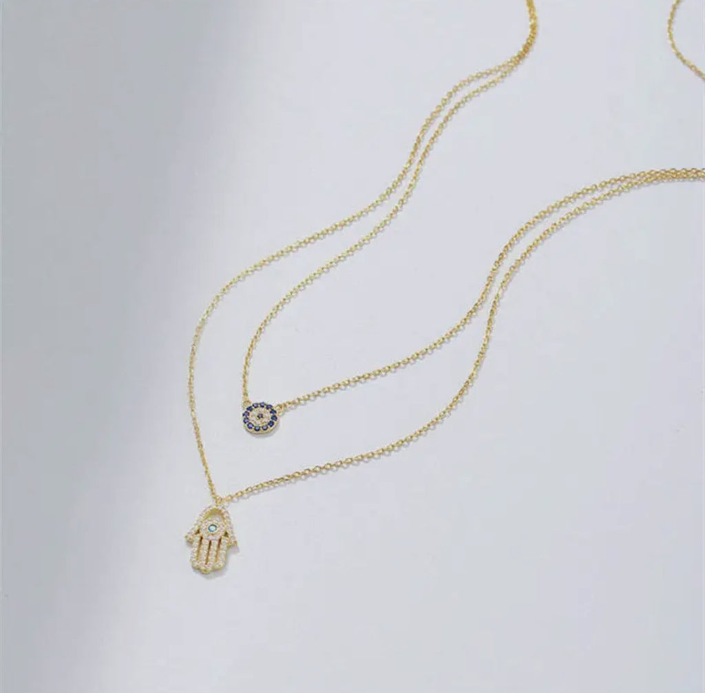 Evil eye/Hamza Hand • Sterling Silver Necklace
