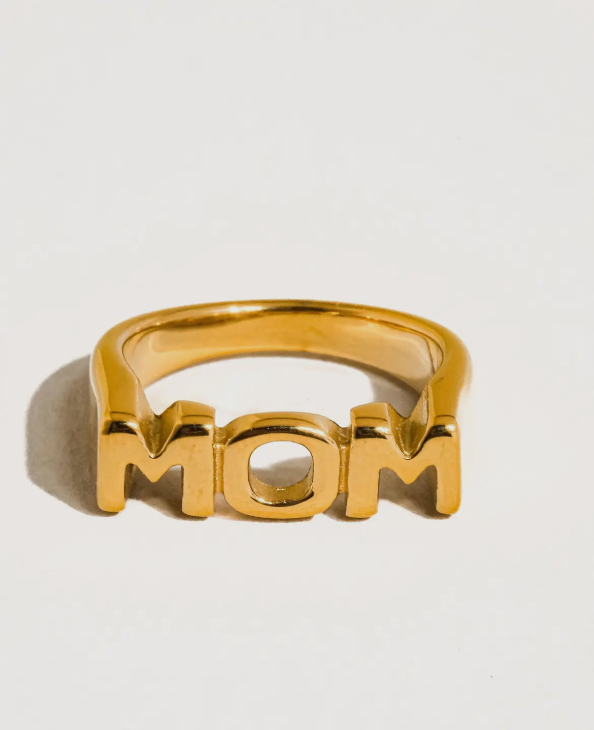 Angel 18k gold plated MOM ring