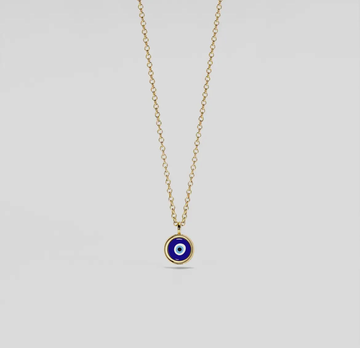 Turkish Evil eye -(8mm) Sterling Silver Necklace