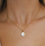 Mother Of Pearl Golden Sun 18k Gold plated Sterling Silver Necklace