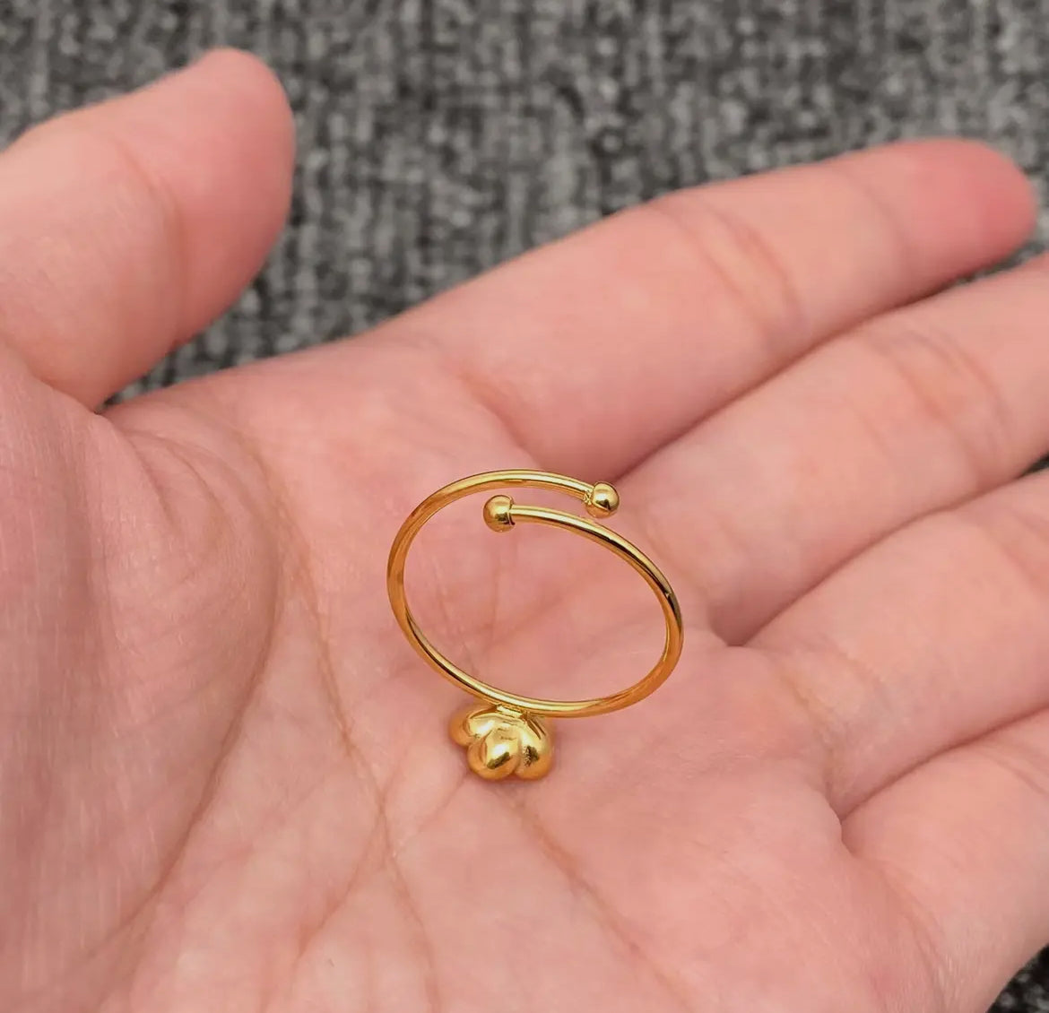 18K Gold Plated S.Steel Small Flower Adjustable Ring