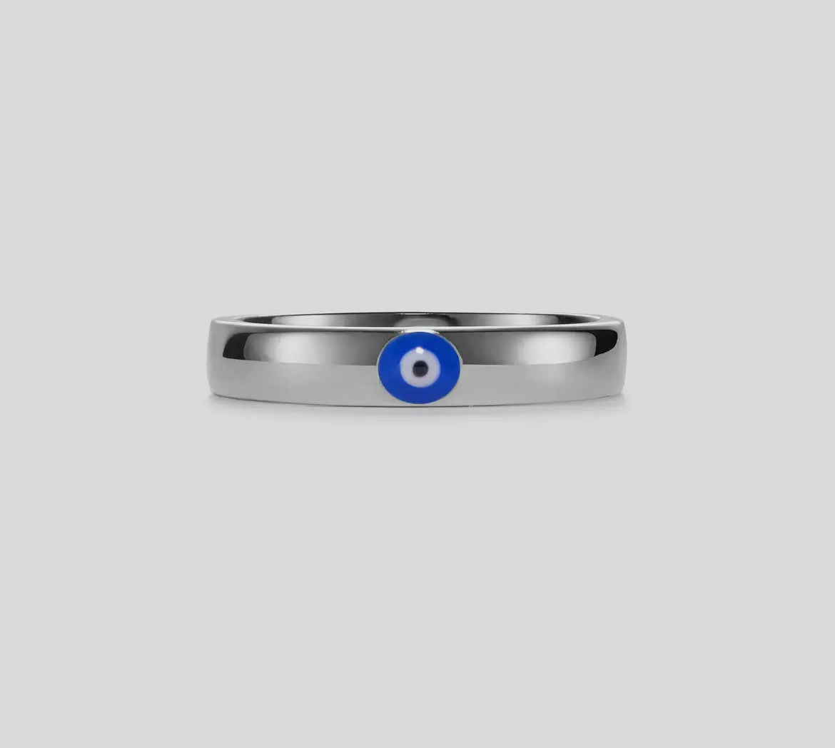 Turkish Evil Eye Nazar Band Ring Sterling silver