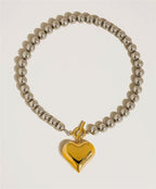 Raissa 18K Gold Non Tarnish Two Tone Heart Necklace