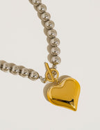 Raissa 18K Gold Non Tarnish Two Tone Heart Necklace