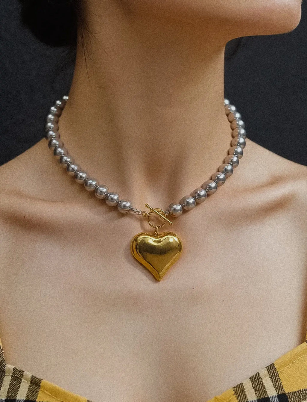 Raissa 18K Gold Non Tarnish Two Tone Heart Necklace